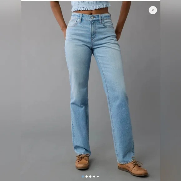 AE Stretch Super High-Waisted Straight Jean - Size 8 - in Light Repair - Picture 2 of 8